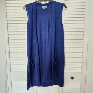 🟢 Joseph A. Blue Knit Long Cardigan Vest